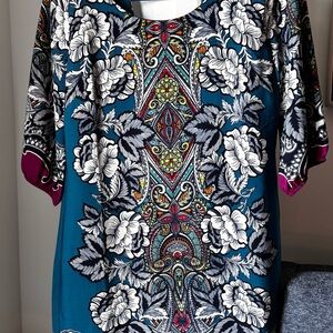 Pink Owl Blue and Black Graphic Midi Dress